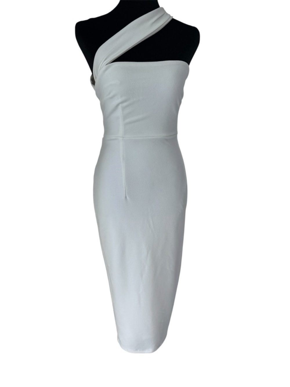 Lulu's White One-Shoulder Midi Dress. Perfect for Graduation or cocktail parties